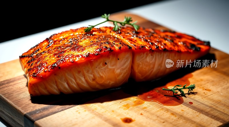 香煎三文鱼配香菜