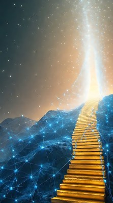 金色阶梯通往星空之路