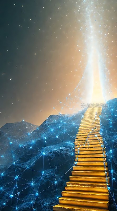 金色阶梯通往星空之路