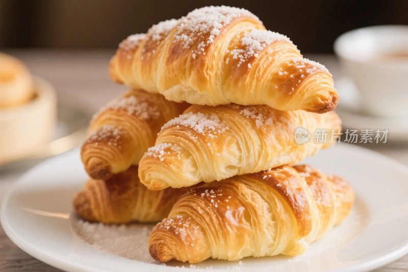 金黄可颂面包堆叠