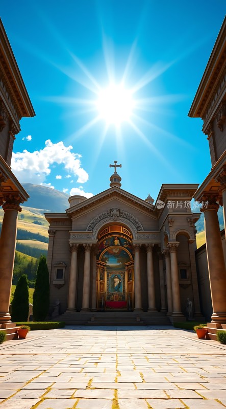 阳光下的宏伟教堂