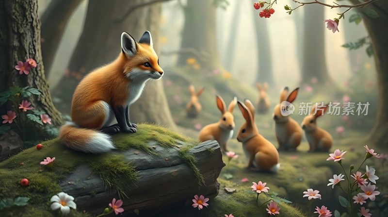 森林里的狐狸与兔子