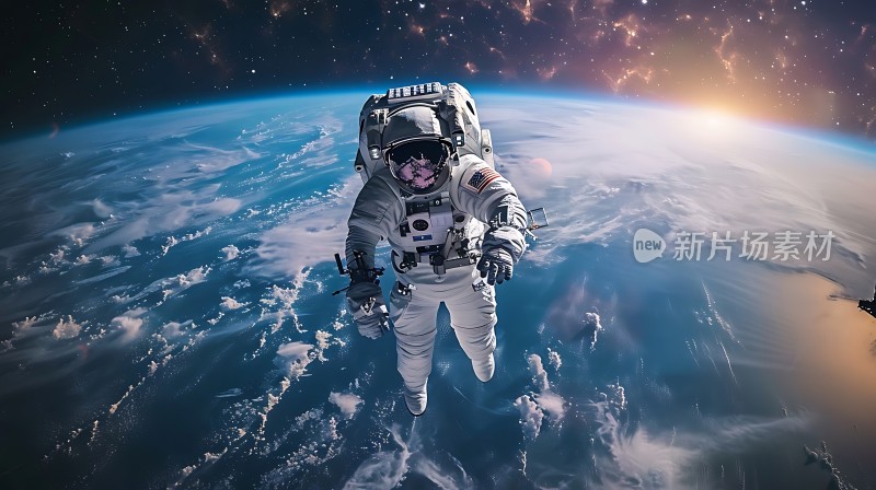宇航员太空漫步地球背景