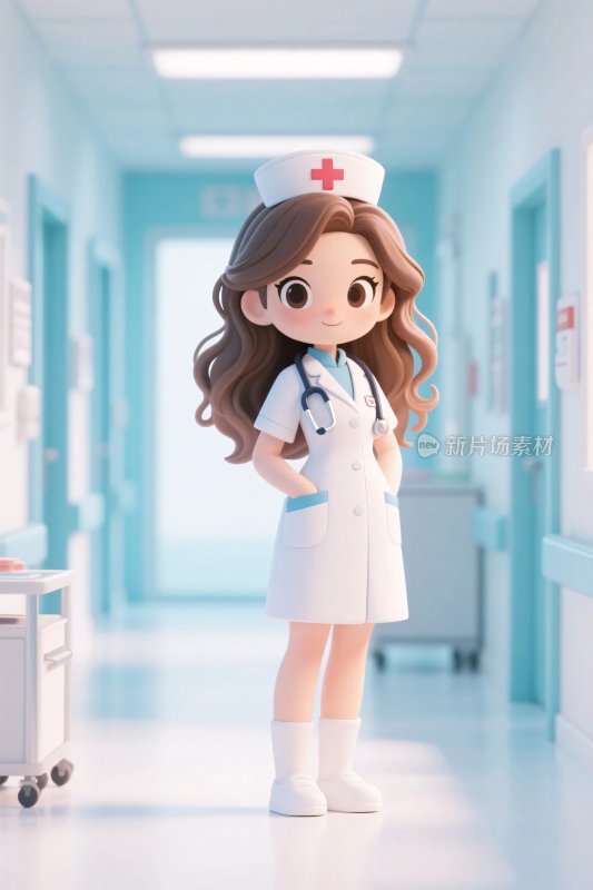 卡通护士在医院场景