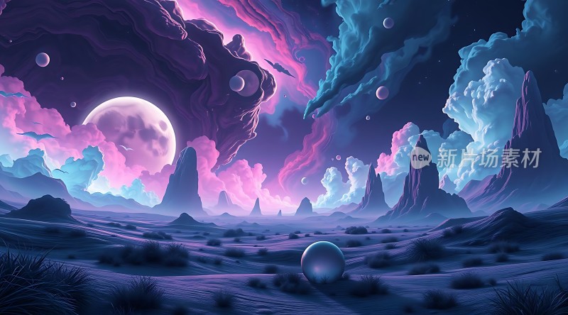 紫色星球梦幻夜空