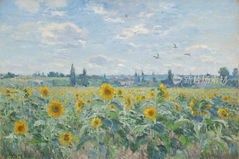 印象派向日葵田园风景