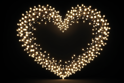 黑色背景的爱心光特写高清图片 黑色背景的爱心光特写高清图片