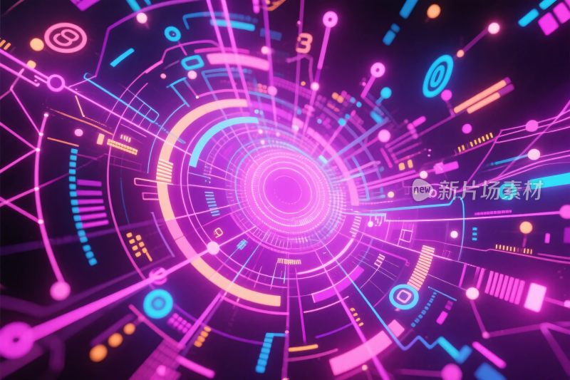 科技未来霓虹插画