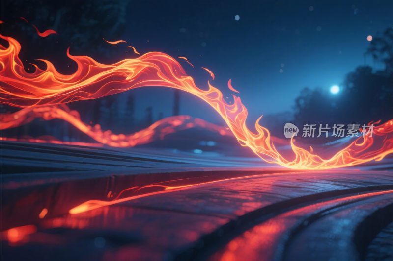 火焰特效夜景道路