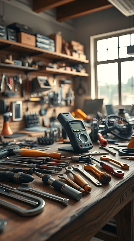 工具实验室工作台上的各种工具和设备