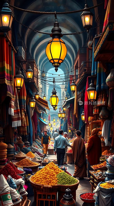 **摩洛哥集市夜市风情**