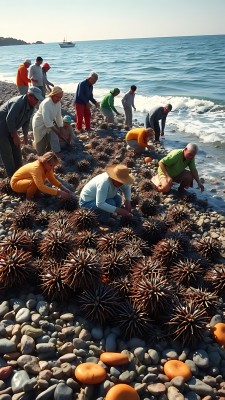 海边采海胆 海边采海胆