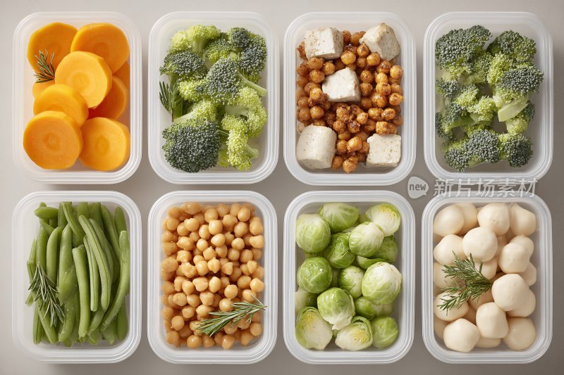多样蔬菜分装便当盒画面