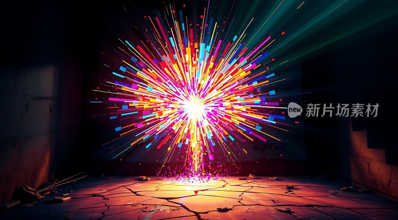 新片场素材炫彩光束爆炸效果