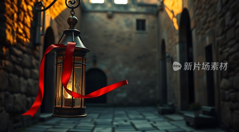 古巷灯笼映红光