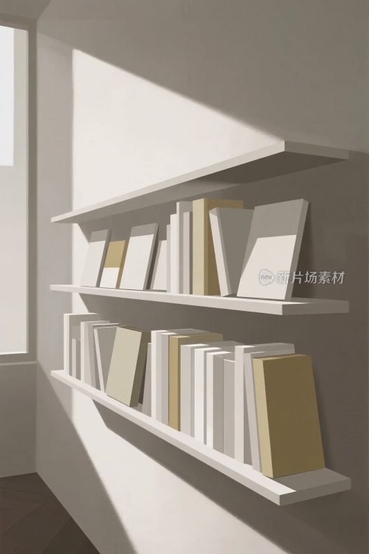 室内书架插画场景