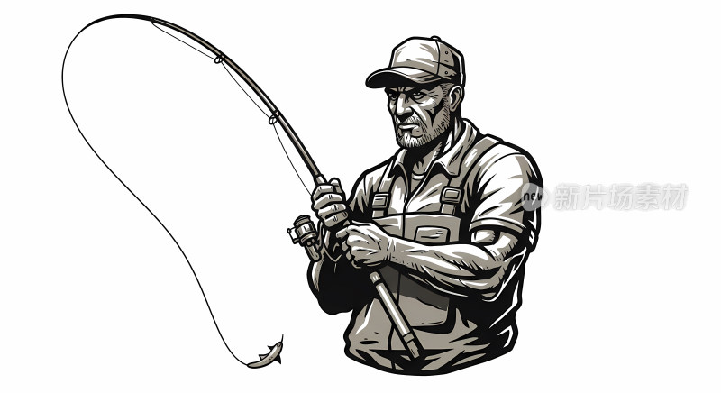钓鱼标志插画