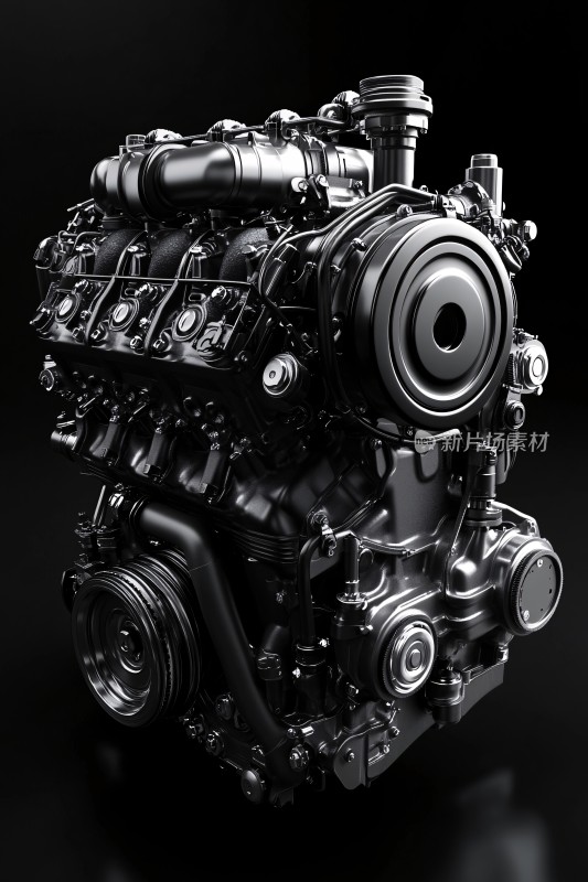 黑色汽车发动机特写