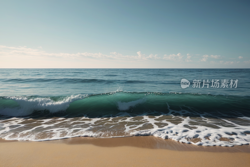 海滩岸边涌来一股海浪高清风景图片