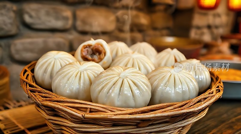 蒸笼里的美味包子