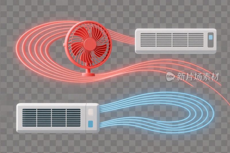 风扇与空调气流效果插画