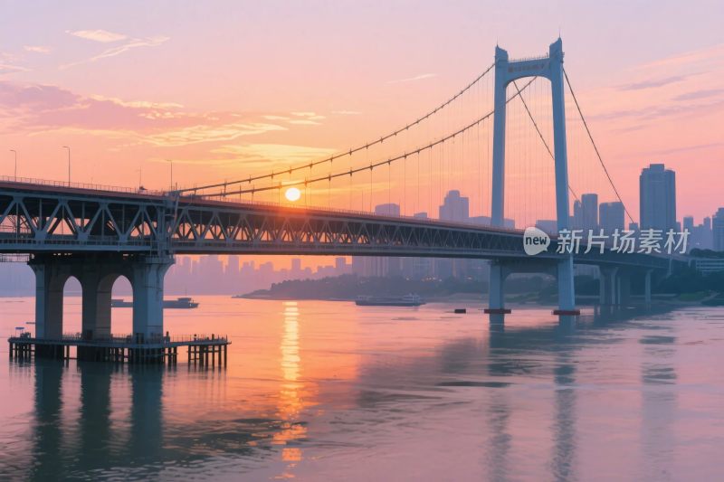 城市悬索桥风景