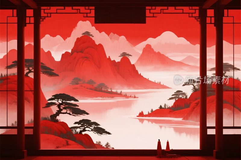 古风山水风景插画