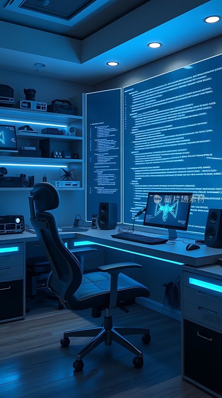 科技感十足的工作空间未来主义风格的书房