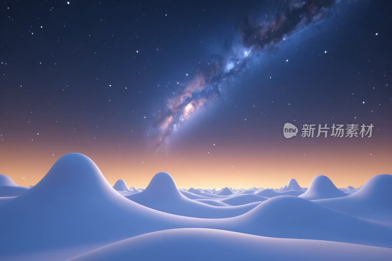 星空夜空一座山一片乳白色高清背景图片