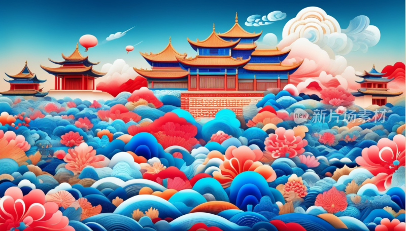 中国画山水画背景