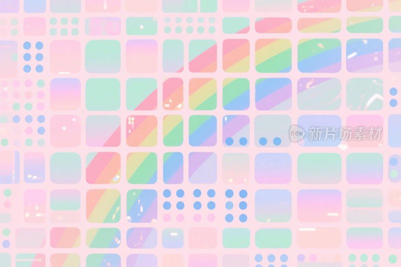 多彩几何方块插画