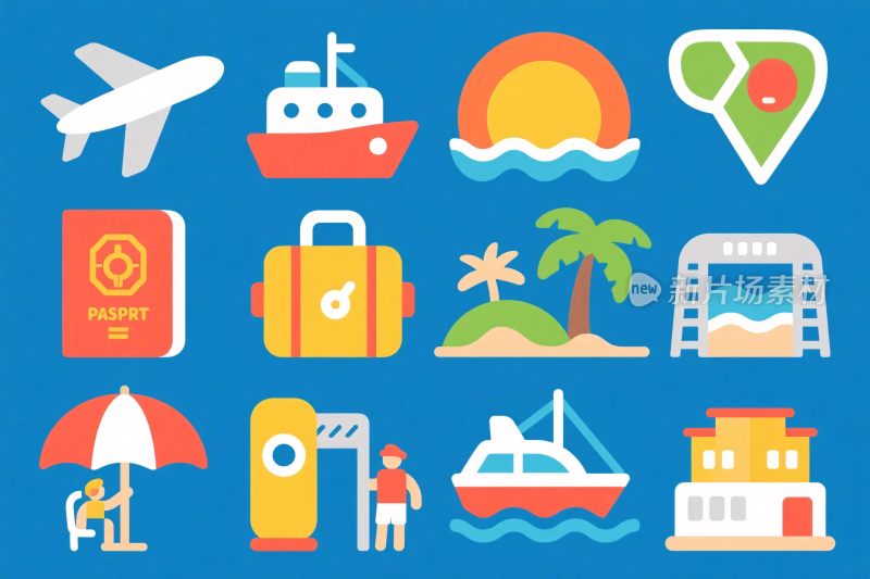 旅游元素图标集合