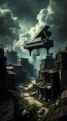 废弃城市中的神秘钢琴