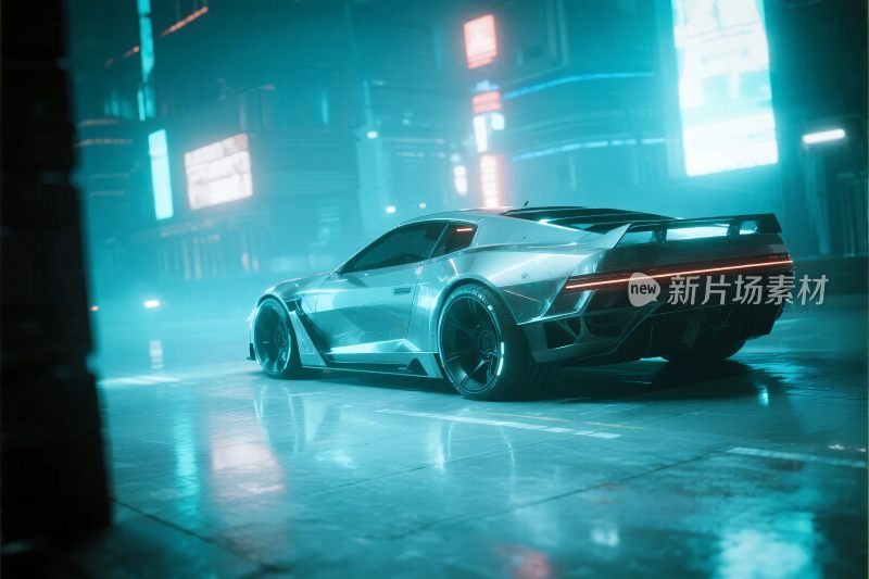 未来都市科幻跑车插画