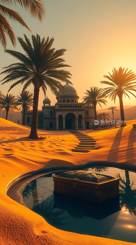 沙漠绿洲中的神秘建筑