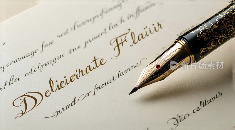 黑色钢笔书写优雅字体