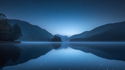 蓝调山水风景