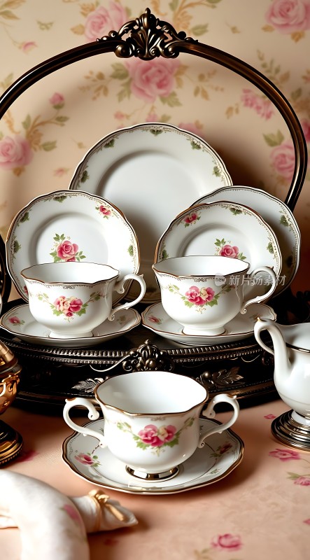 精美瓷器茶具展示