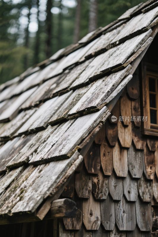 老木屋屋顶特写