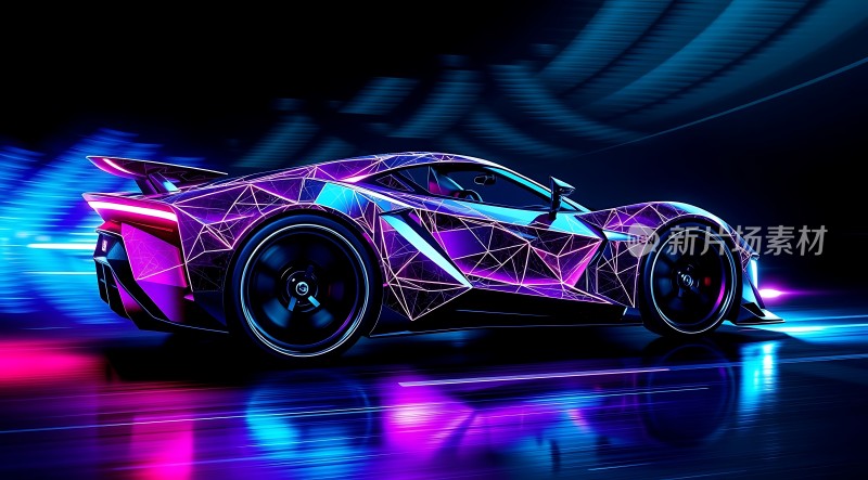 未来科技座驾霓虹光影下的速度与激情