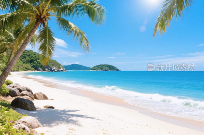 热带海滩风景插画