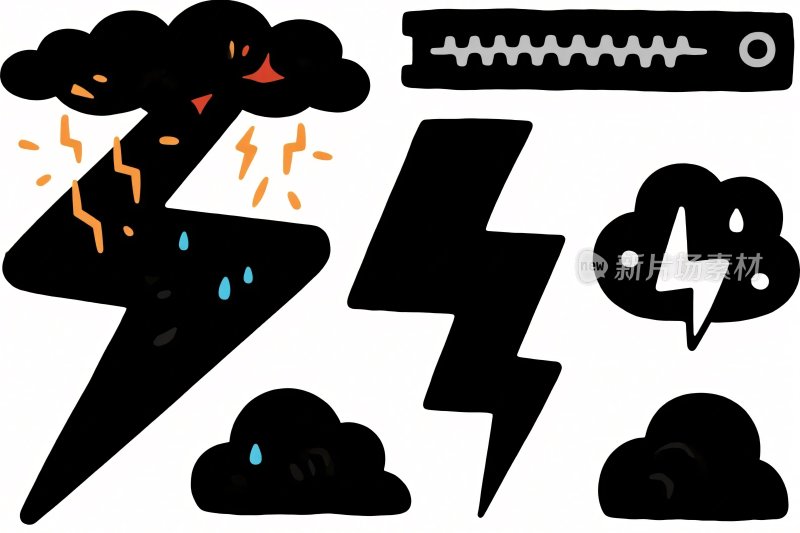 雷雨天气元素插画