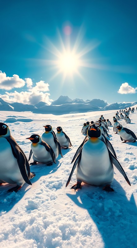 南极雪地上的企鹅大军