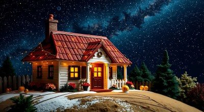 星空下的温馨小屋