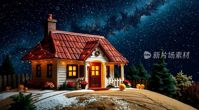 星空下的温馨小屋