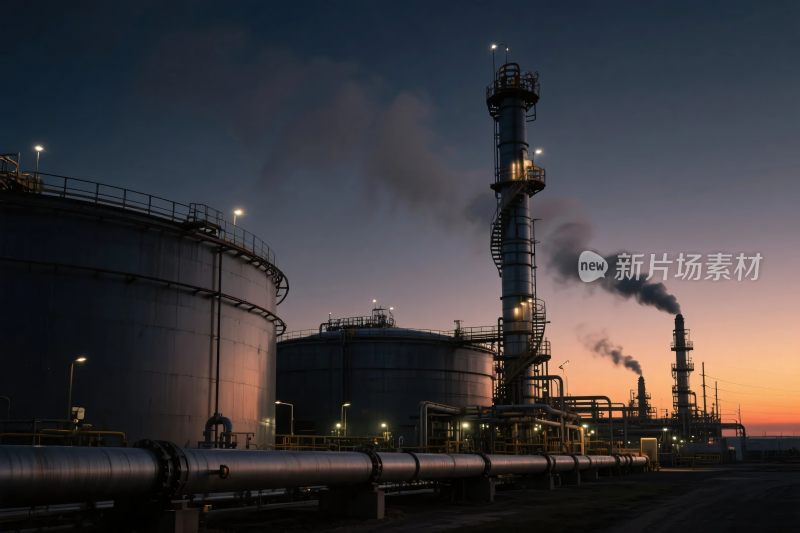 黄昏下的石油化工设施