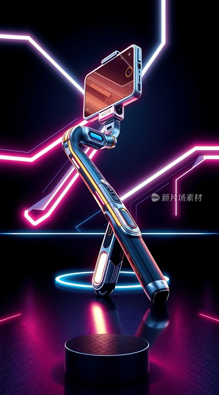 科技感自拍杆未来主义手机支架