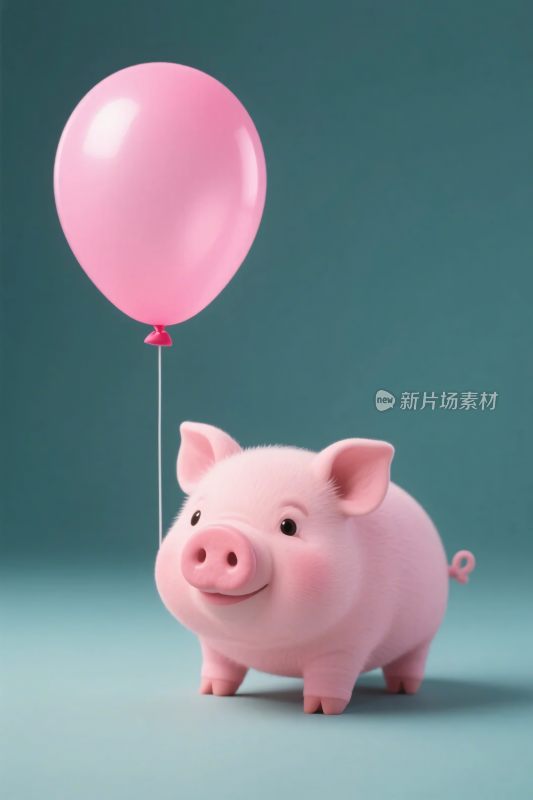 粉色小猪举气球