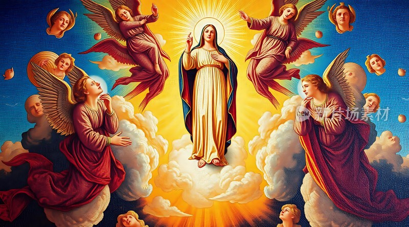 天国圣母与天使