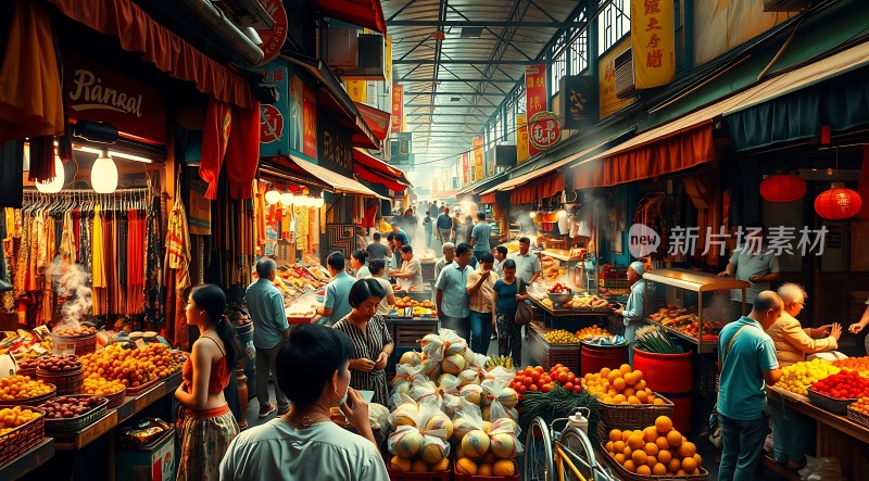 热闹市场琳琅满目人间烟火气